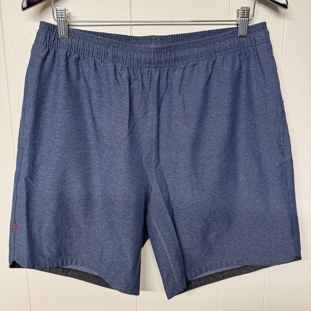 Rhone Blue Heather Athletic Training Gym Running Shorts Men Large EUC